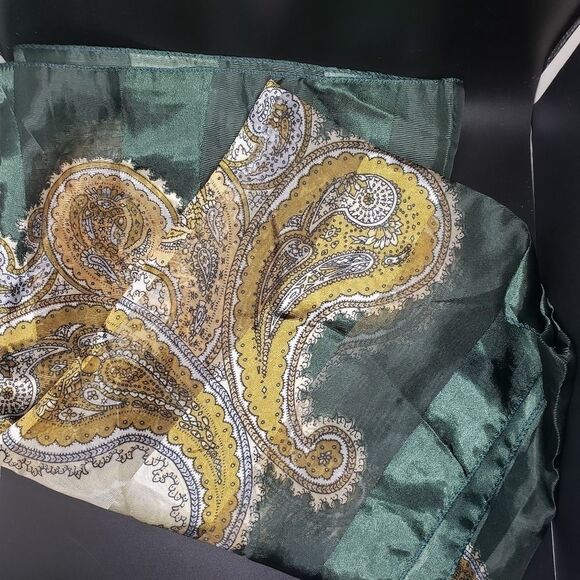 Forest 𝅺green Paisley satin scarf shawl headwrap luxury accessory - Picture 1 of 3